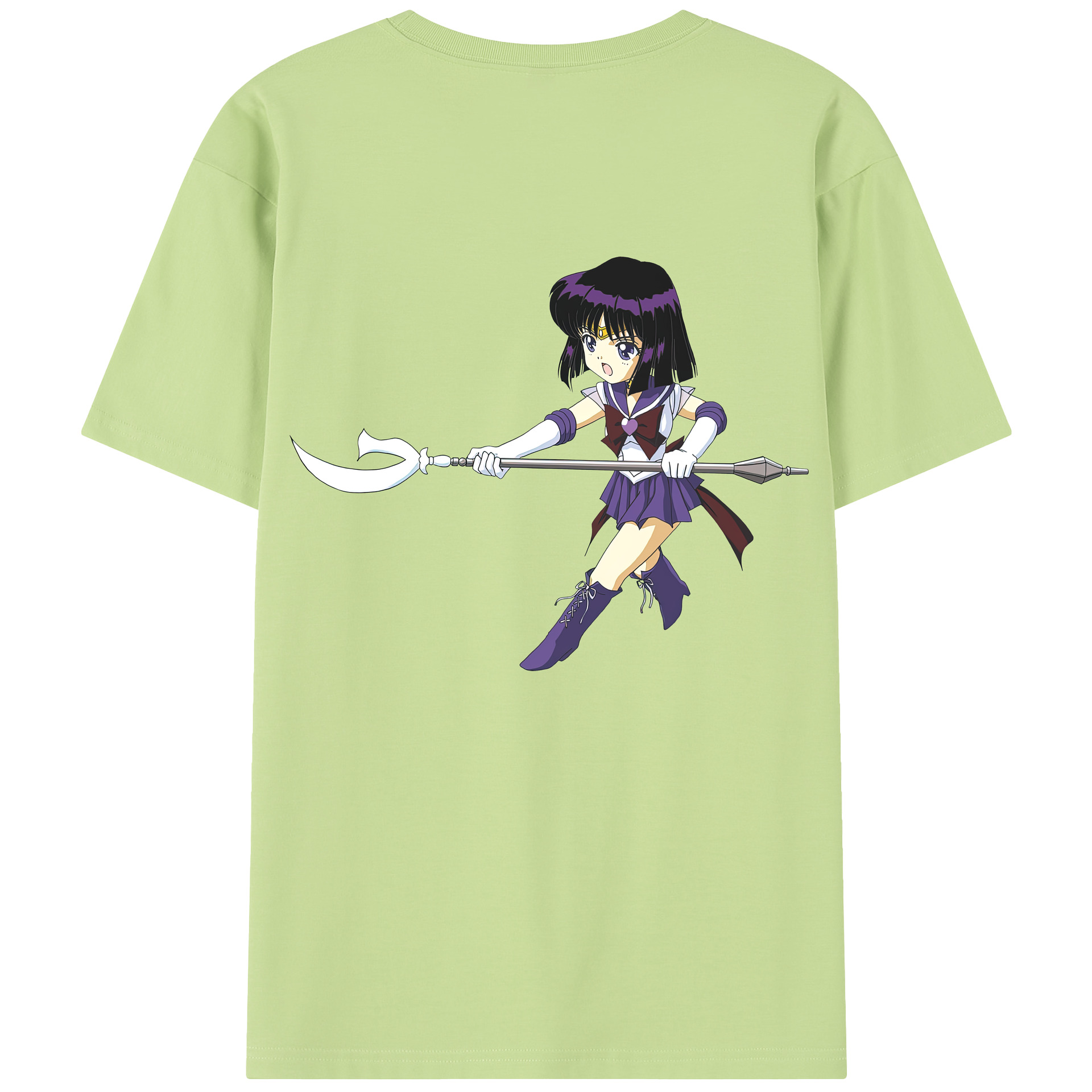 （画像用） 美少女戦士セーラームーン 土萠ほたる Sailor Moon Tomoe Hotaru （セーラーサターン；Sailor Saturn） 綿100％半袖Tシャツ（背面プリント）